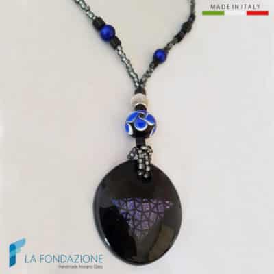Parure Estrusa Dicroico Tondo con anello e collana in vetro di Murano - La Fondazione snc - PARU0061