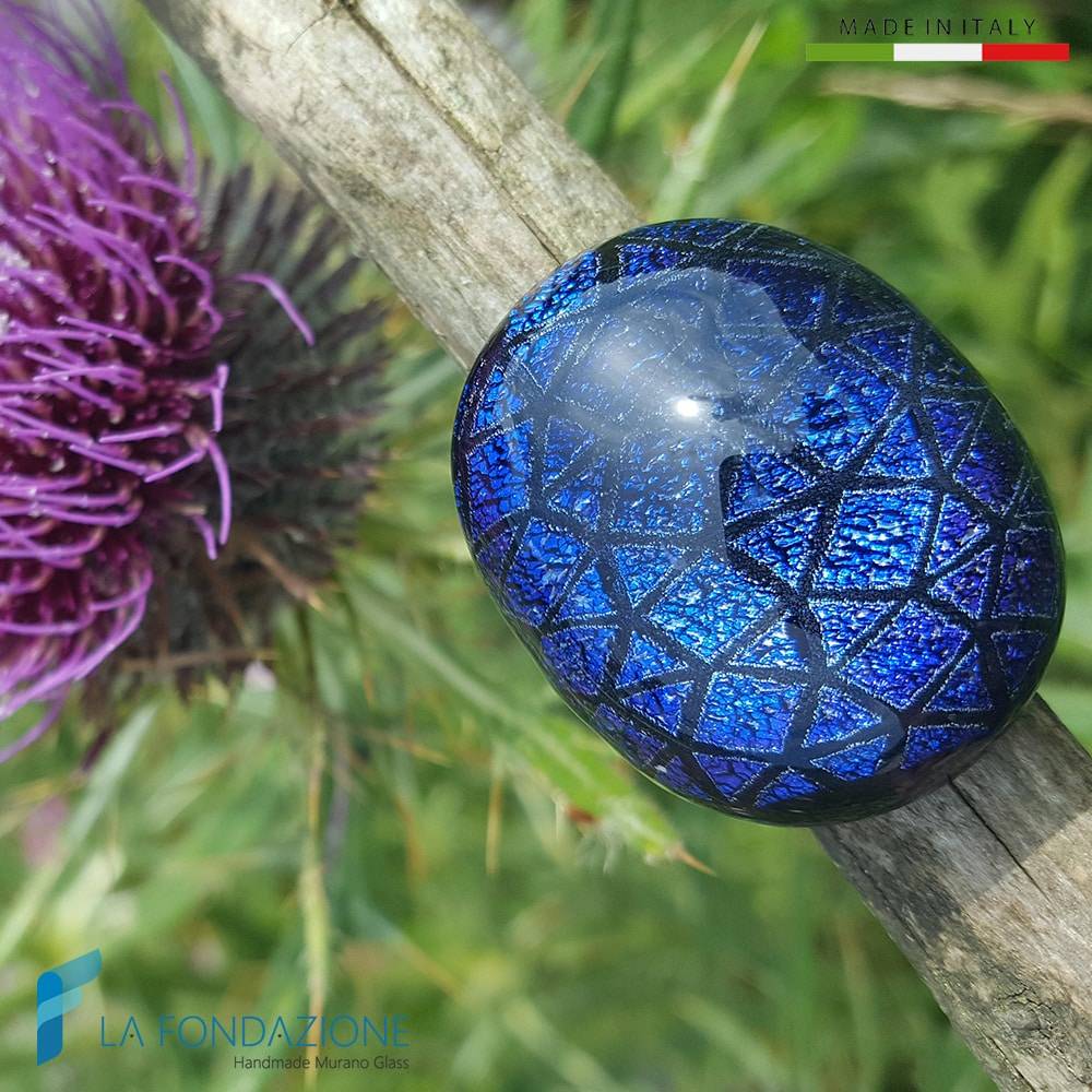 Parure Estrusa Dicroico Tondo con anello e collana in vetro di Murano - La Fondazione snc - PARU0061