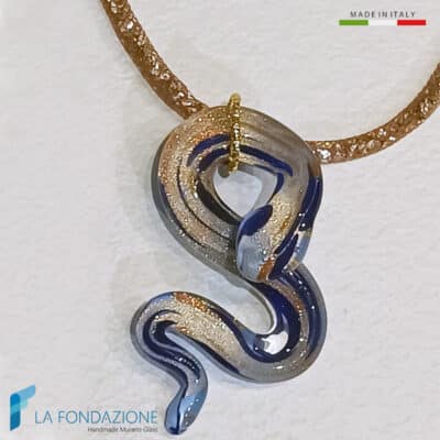 Cobra Blue Snake Necklace with aventurine - La Fondazione snc - COLL0114