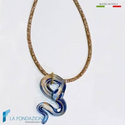 Cobra Blue Snake Necklace with aventurine - La Fondazione snc - COLL0114