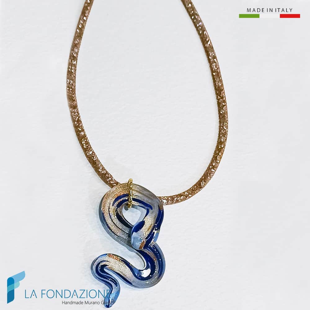Cobra Blue Snake Necklace with aventurine - La Fondazione snc - COLL0114