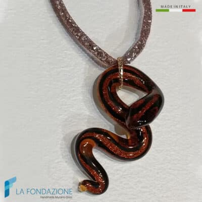 Cobra Brown Snake Necklace with aventurine - La Fondazione snc - COLL0116
