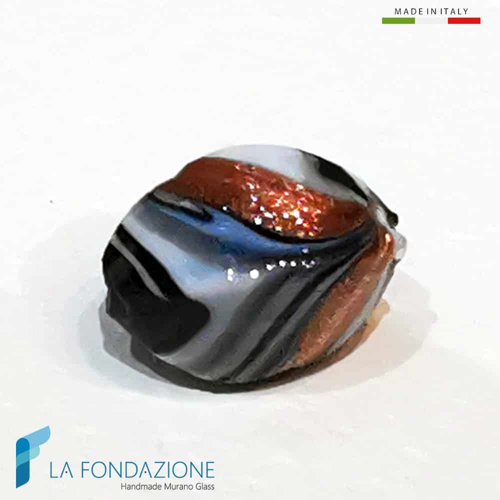 Perle Fenicio Nere Lime con avventurina in vetro di Murano | La Fondazione snc | PERLA058