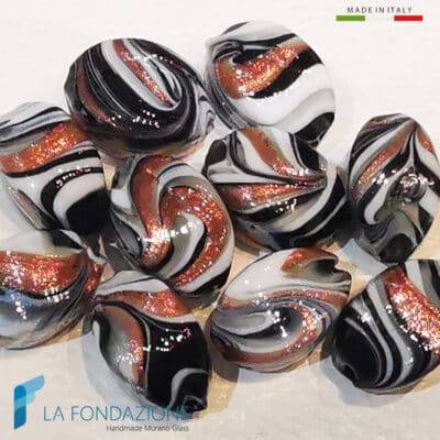 Phoenician Black Oval beads with aventurine | La Fondazione snc | PERLA058