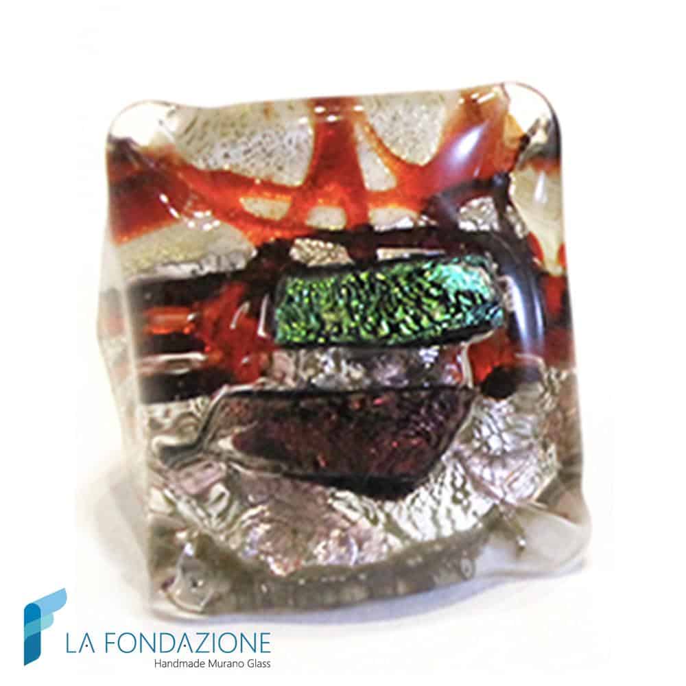 Anello Cubo Dicroico Argento | La Fomndazione snc | RINGS0004