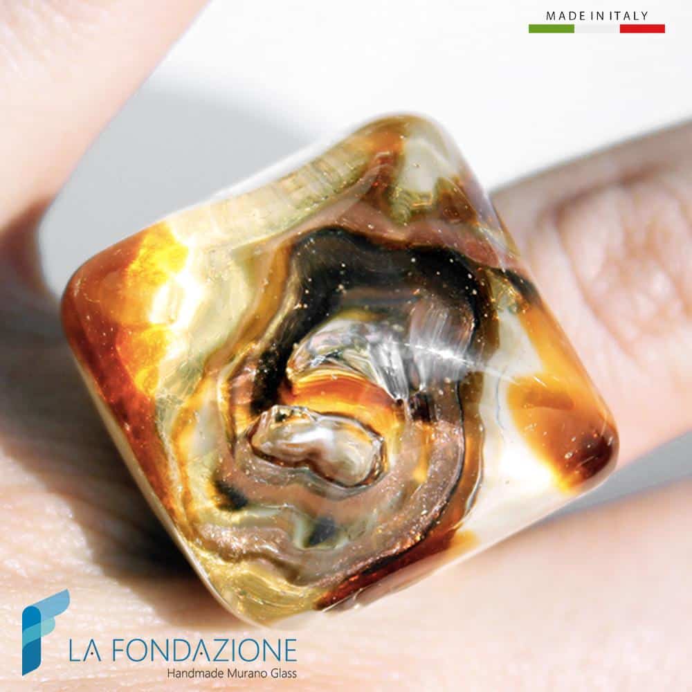 Vortex Cube Ring with Aventurine | La Fondazione snc | RINGS0005
