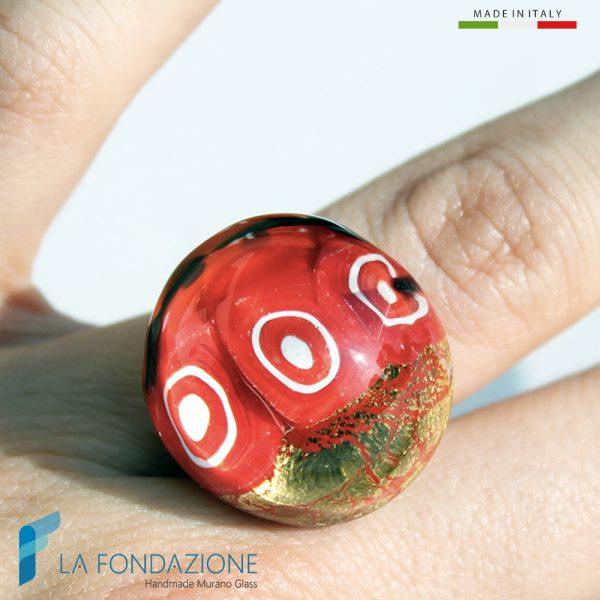 Murrine Disc ring with gold | La Fondazione snc | RINGS0010