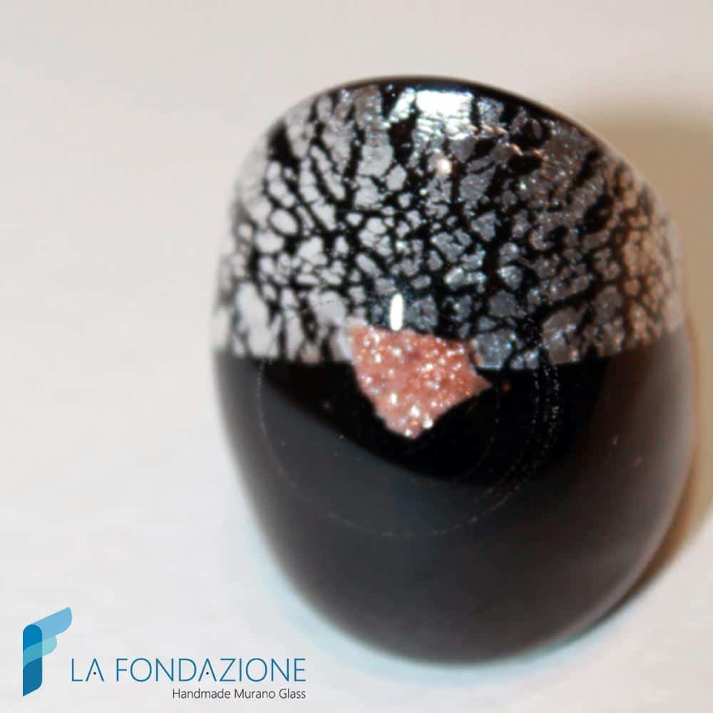 Broken Silver Ring Convex with Aventurine | La Fondazione snc | RINGS0017