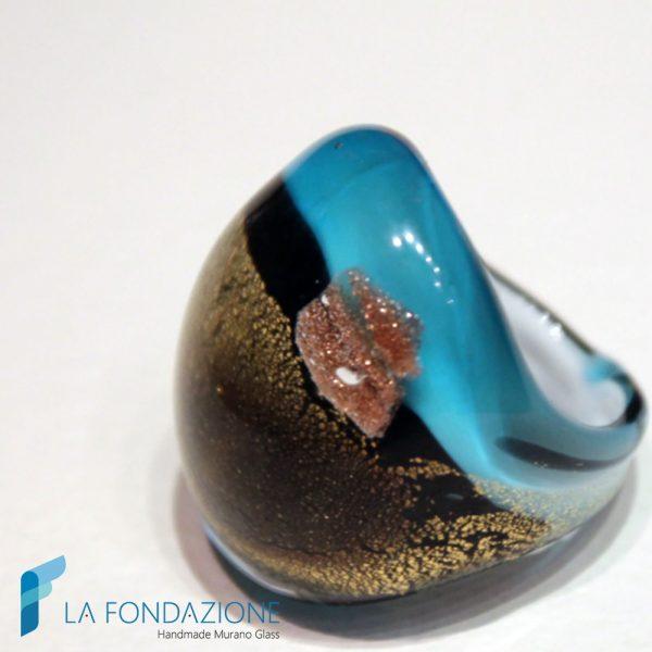 Broken Gold Ring Convex with Aventurine | La Fondazione snc | RINGS0018