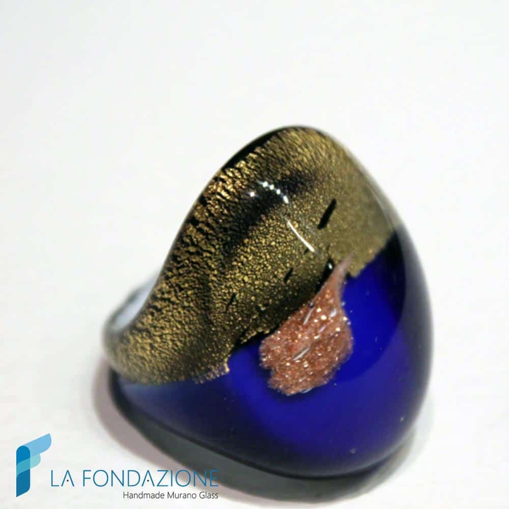 Anello Oro Rotto Bombato con avventurina | La Fondazione snc | RINGS0018