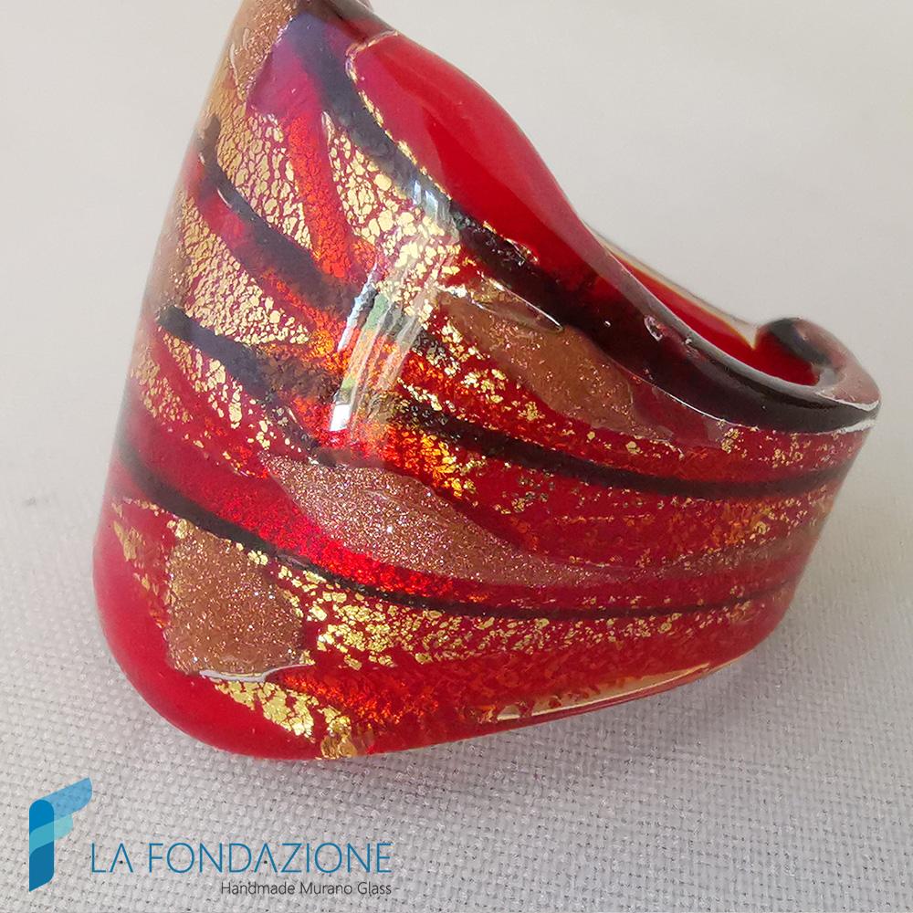 Anello a fascia Lava con avventurina e oro | La Fondazione snc | RINGS0023