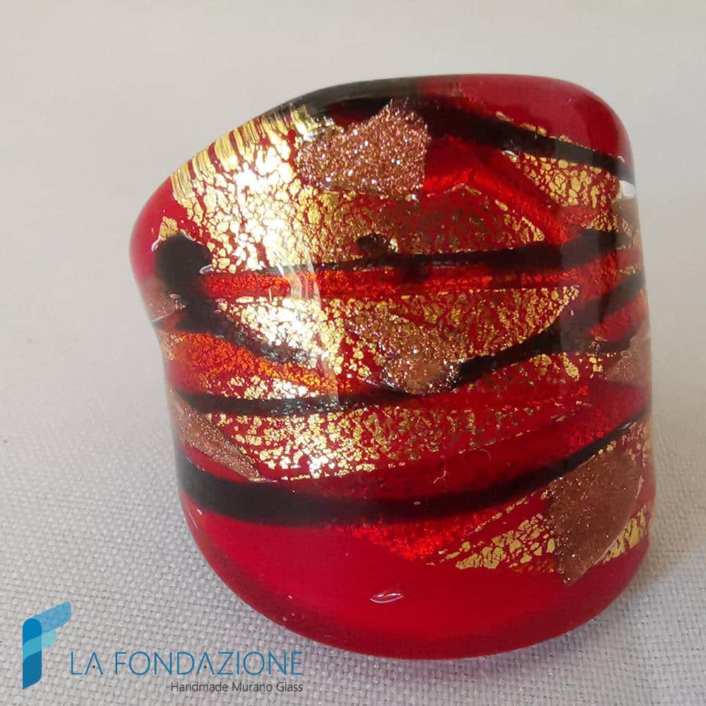 Anello a fascia Lava con avventurina e oro | La Fondazione snc | RINGS0023