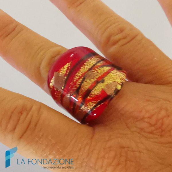 Anello a fascia Lava con avventurina e oro | La Fondazione snc | RINGS0023