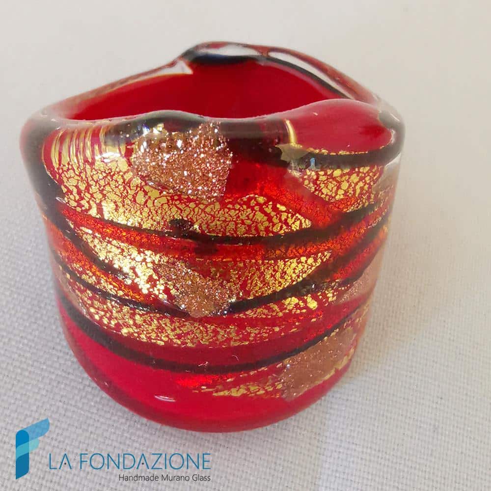 Anello a fascia Lava con avventurina e oro | La Fondazione snc | RINGS0023