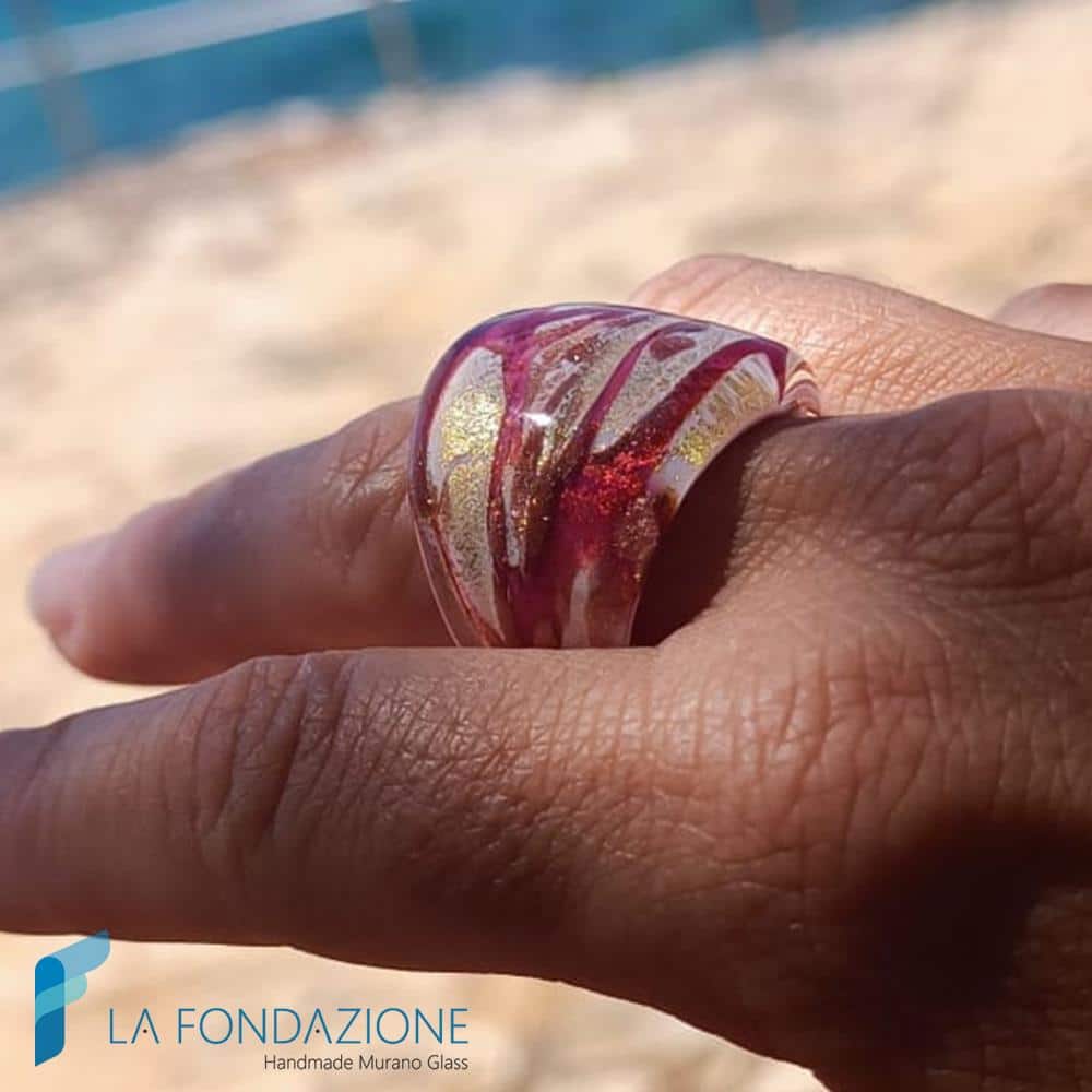 Anello a fascia Amarena con avventurina | La Fondazione snc | RINGS0026