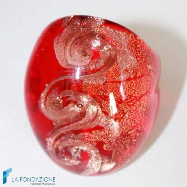 Anello a fascia Tre vortici oro con avventurina