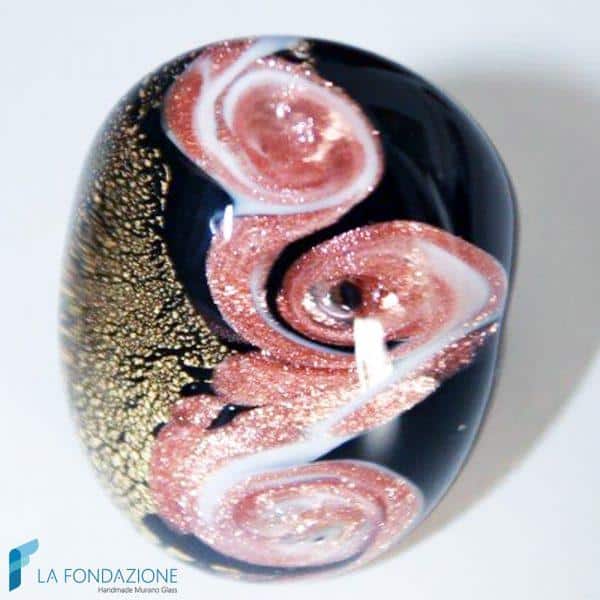 Anello a fascia Tre vortici oro con avventurina