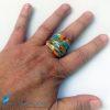 Light blue and cream band ring with aventurine | La Fondazione snc | RINGS0154