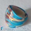 Light blue and cream band ring with aventurine | La Fondazione snc | RINGS0154