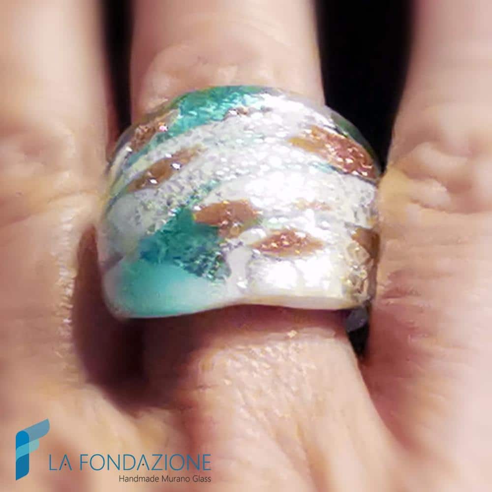 Anello a fascia Verde Acqua con avventurina | La Fondazione snc | RINGS0155