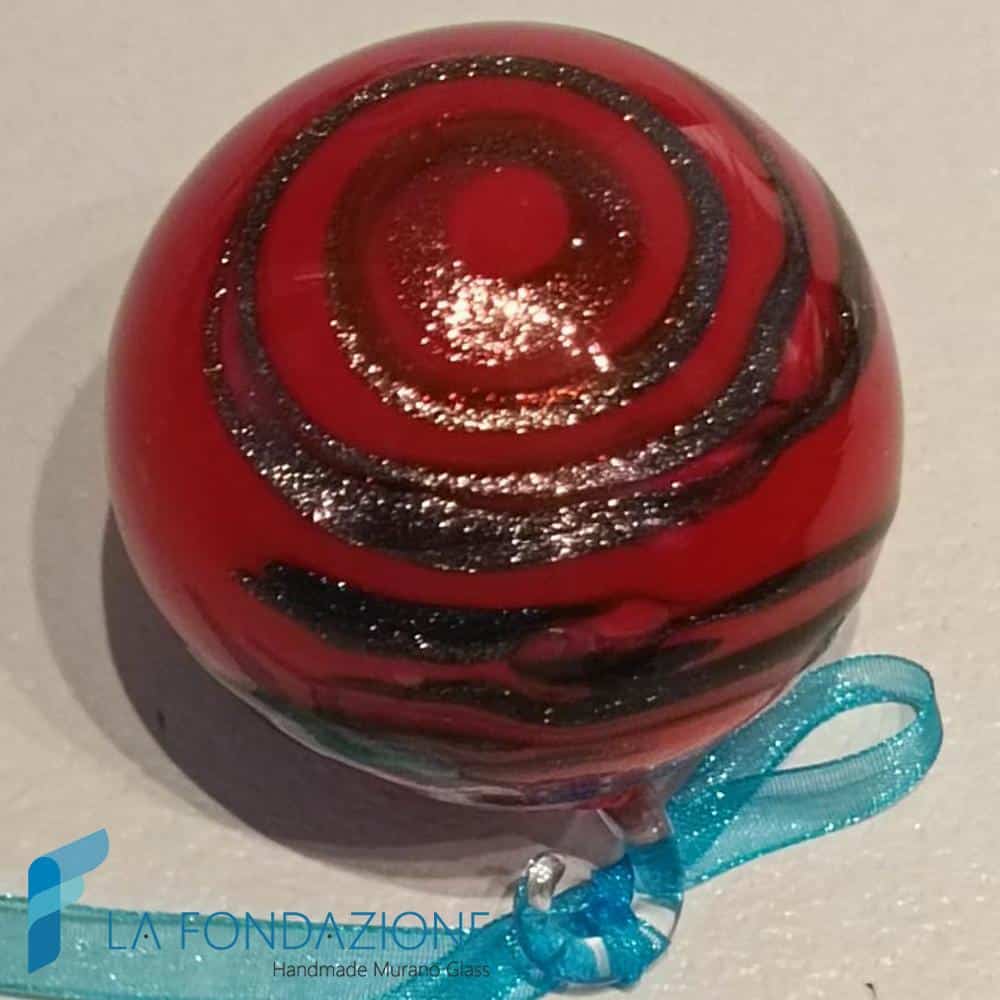 Red Christmas balls streaked with aventurine | La Fondazione snc | TMAS009