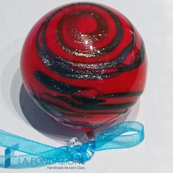 Red Christmas balls streaked with aventurine | La Fondazione snc | TMAS009