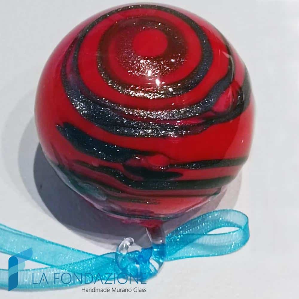 Palle di Natale rosse striate con avventurina | La Fondazione snc | TMAS009