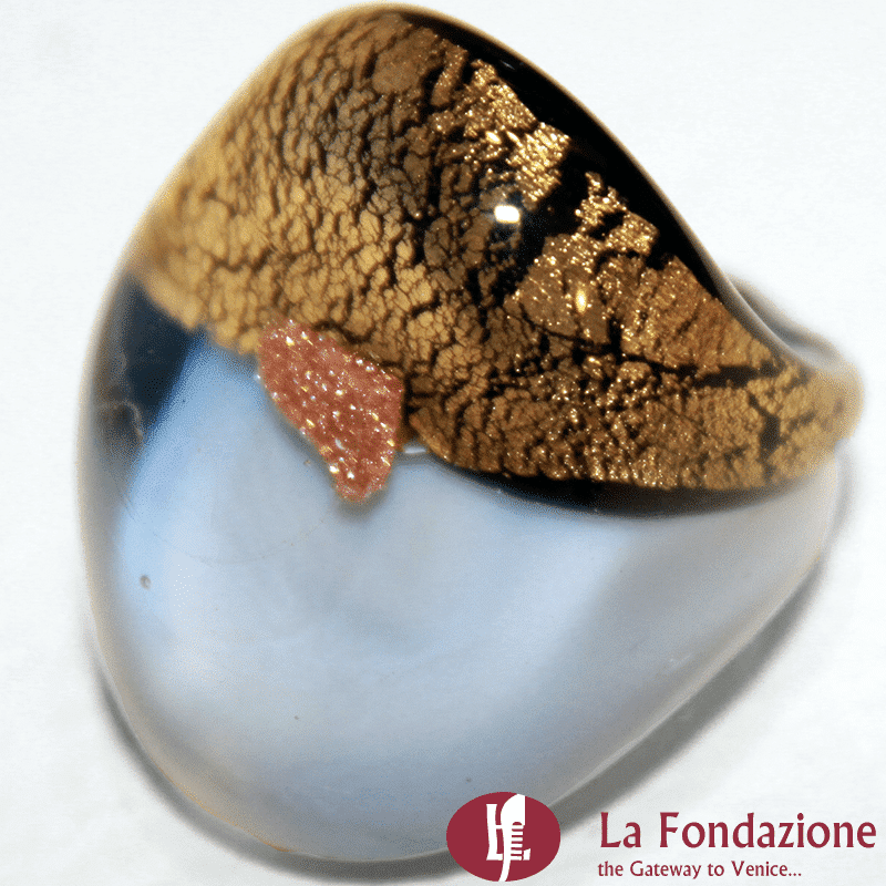 Anello Oro Rotto Bombato con avventurina | La Fondazione snc | RINGS0018