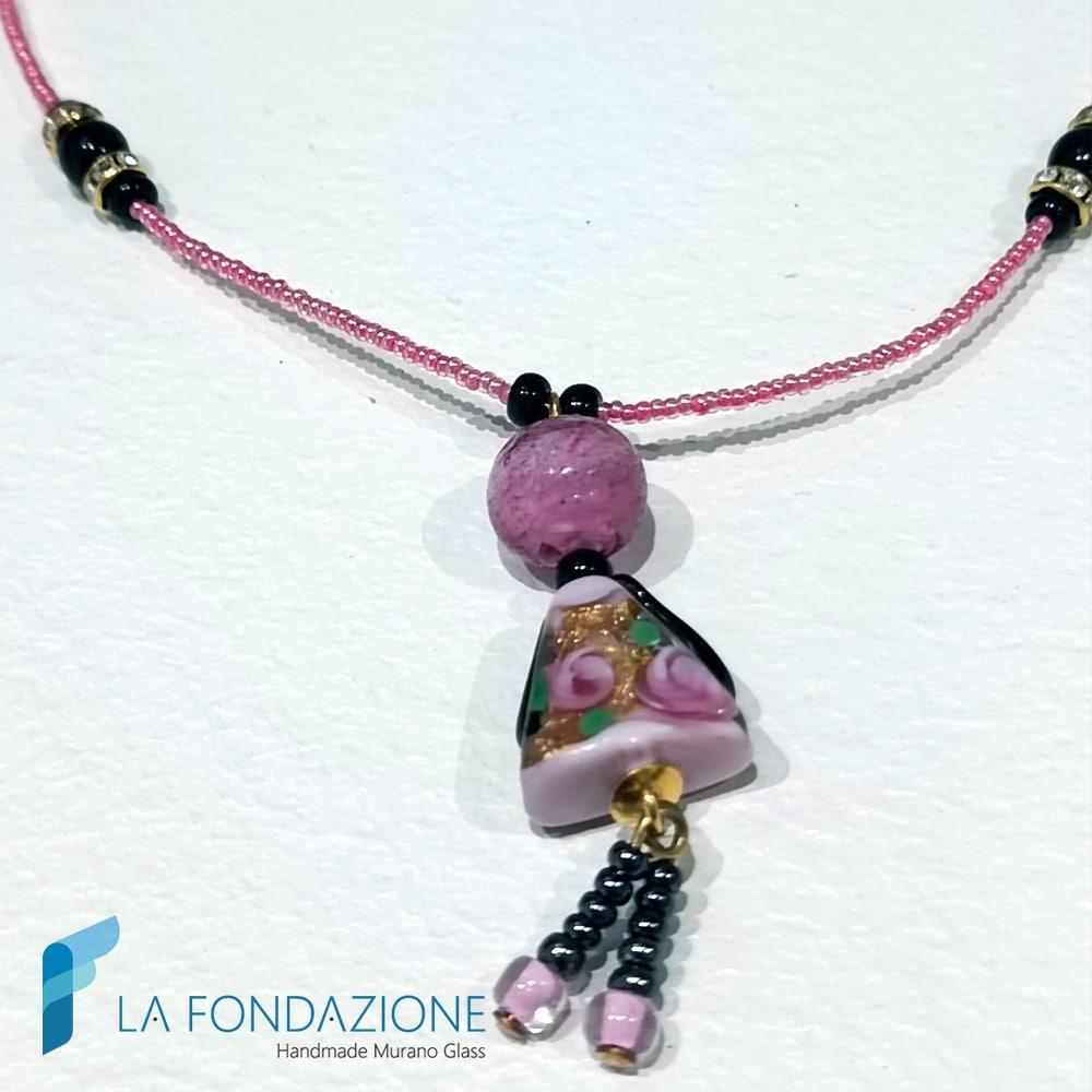 Collana Bambolina Rosa con oro | La Fondazione snc | COLL0126
