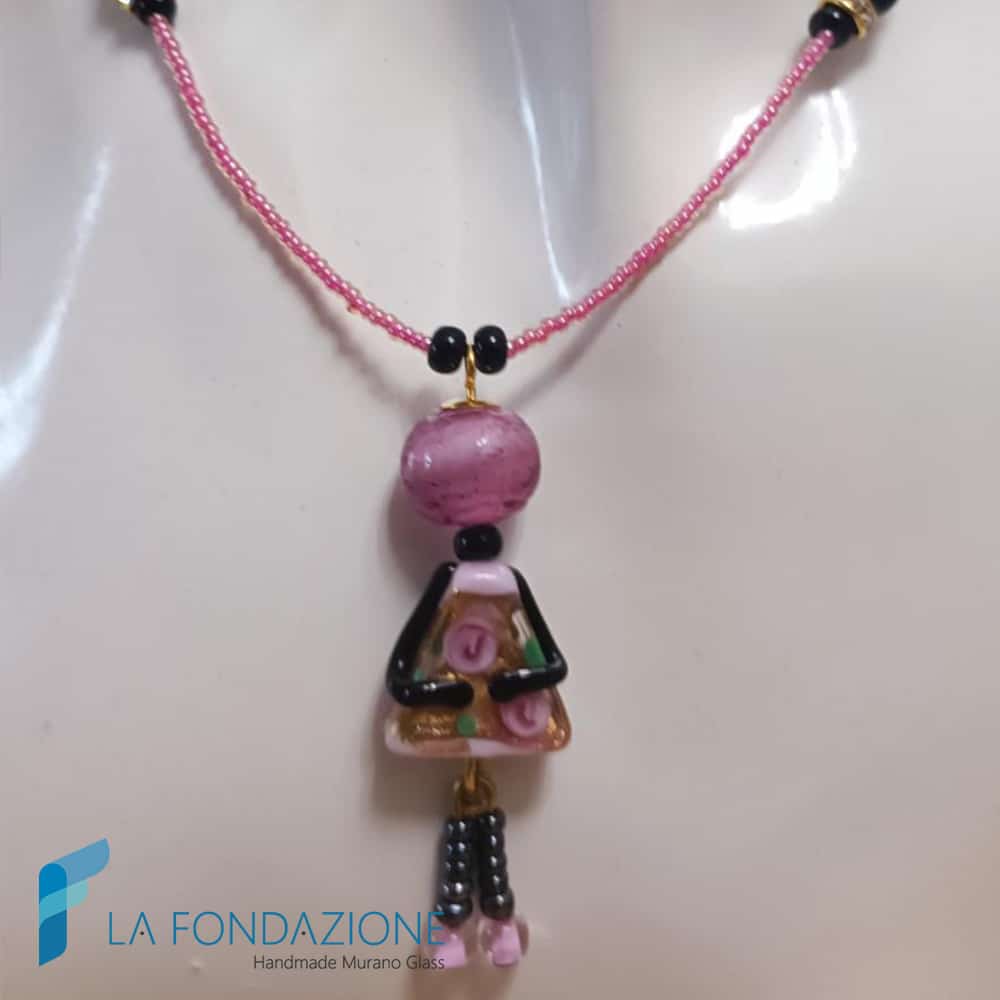 Collana Bambolina Rosa con oro | La Fondazione snc | COLL0126