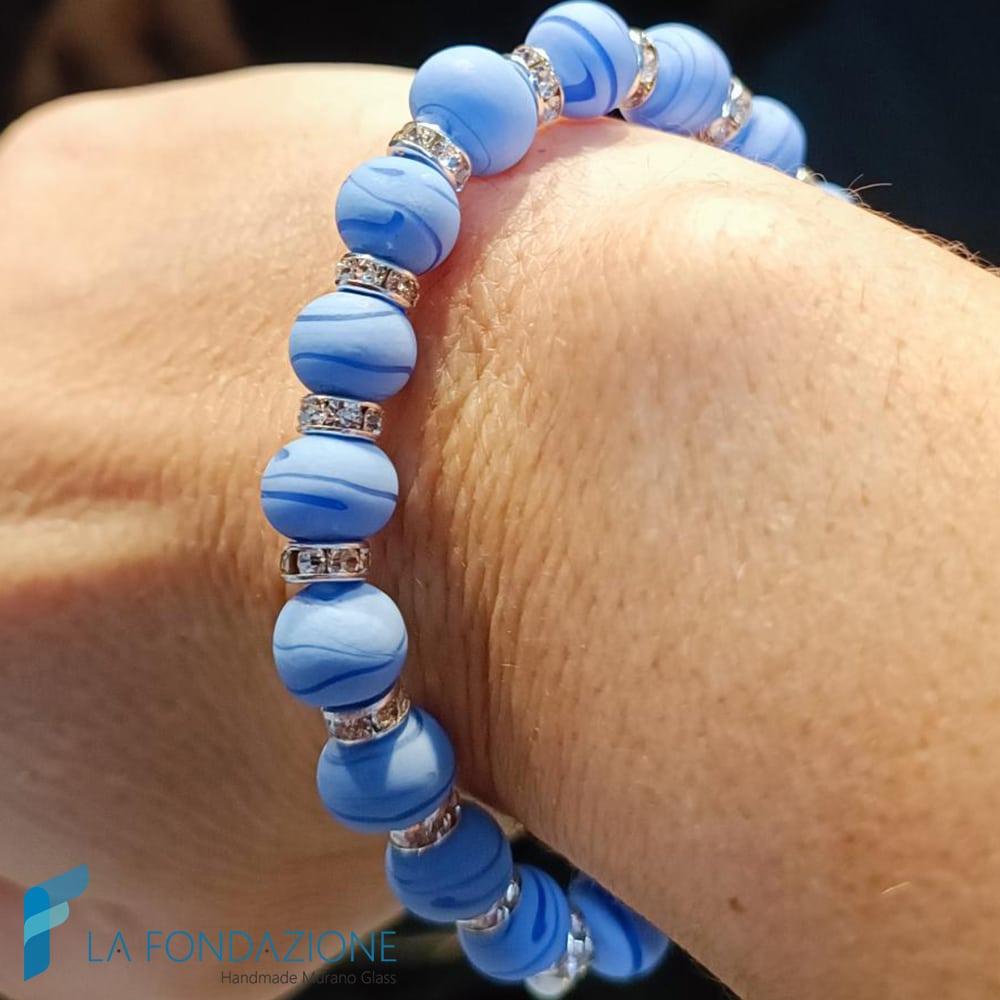 Elastic satin Diana bracelet with rhinestones - BRAC0089 - La Fondazione