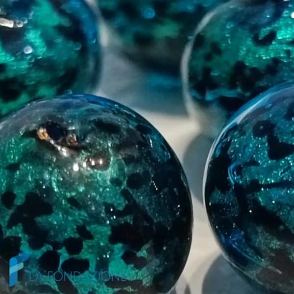 Aquamarine with Silver Leaf and Frit - PERLA066 - La Fondazione sas