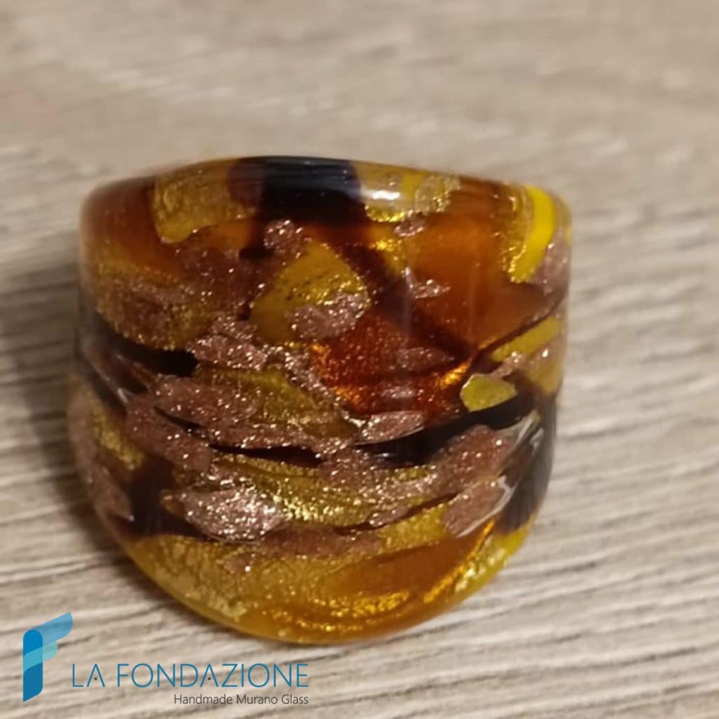 Anello a fascia Miele con avventurina e oro | La Fondazione snc | RINGS0160