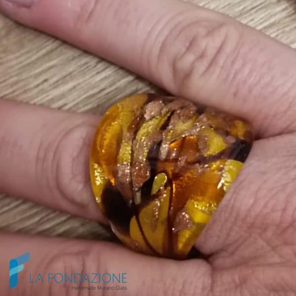 Anello a fascia Miele con avventurina e oro | La Fondazione snc | RINGS0160