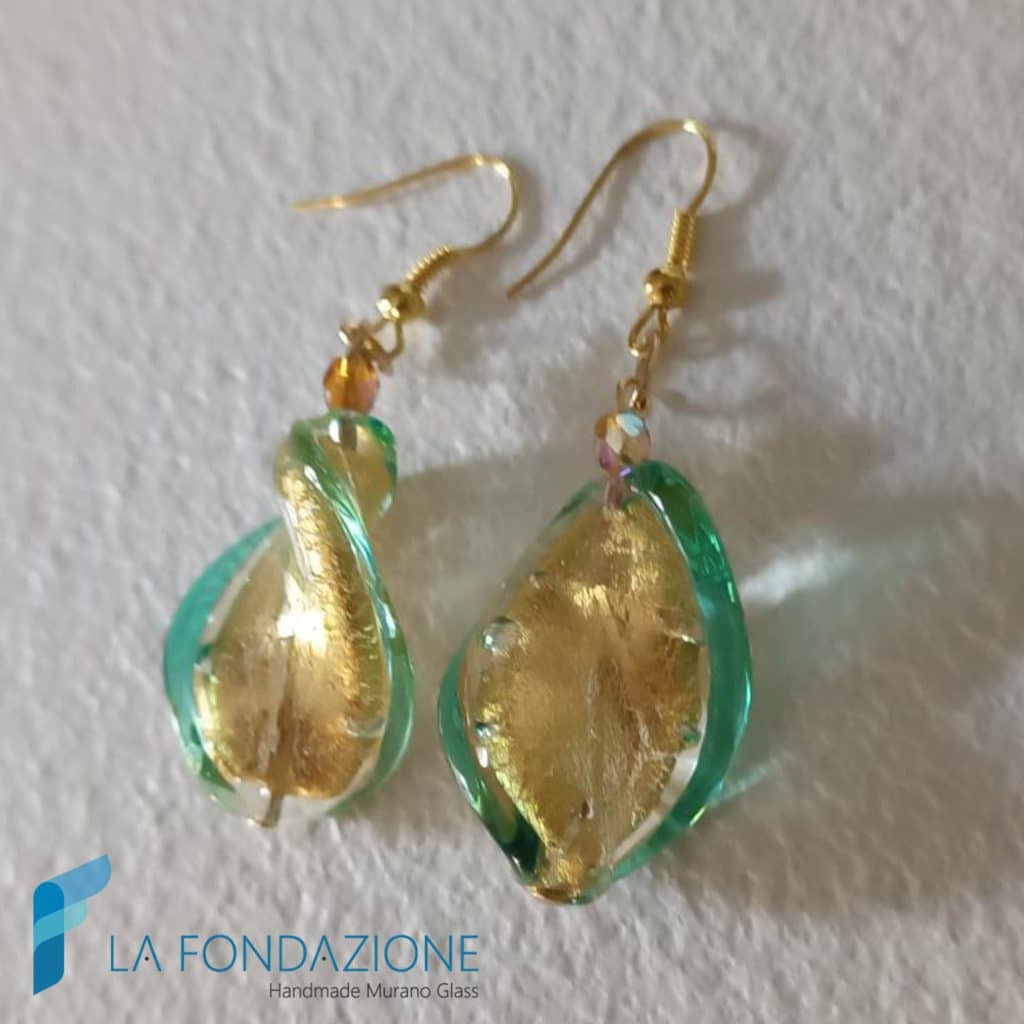 Orecchini Bisanzio Bianco Verde Acqua | EARRINGSC0069 | La Fondazione snc