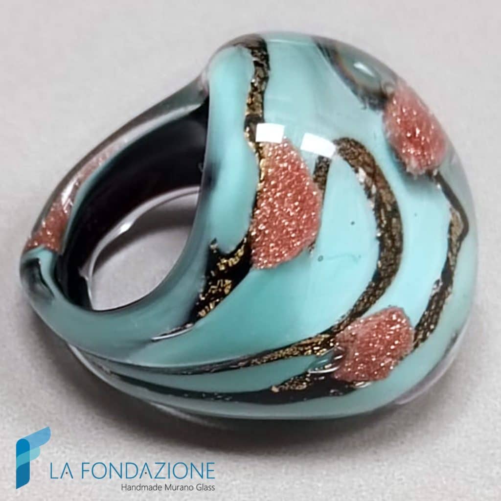 Anello a fascia Maldive con avventurina e oro | RINGS0161 | La Fondazione snc