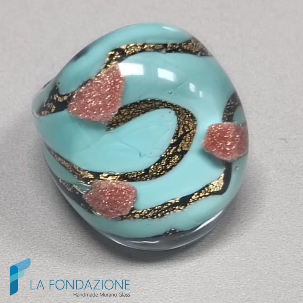 Anello a fascia Maldive con avventurina e oro | RINGS0161 | La Fondazione snc