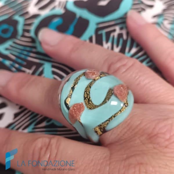 Anello a fascia Maldive con avventurina e oro | RINGS0161 | La Fondazione snc