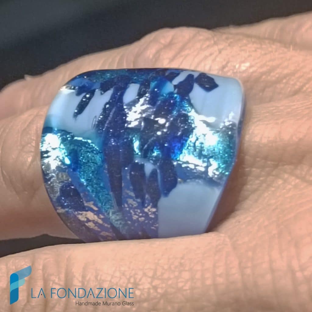 Anello a fascia Nocturna con avventurina blu | La Fondazione snc | RINGS0162