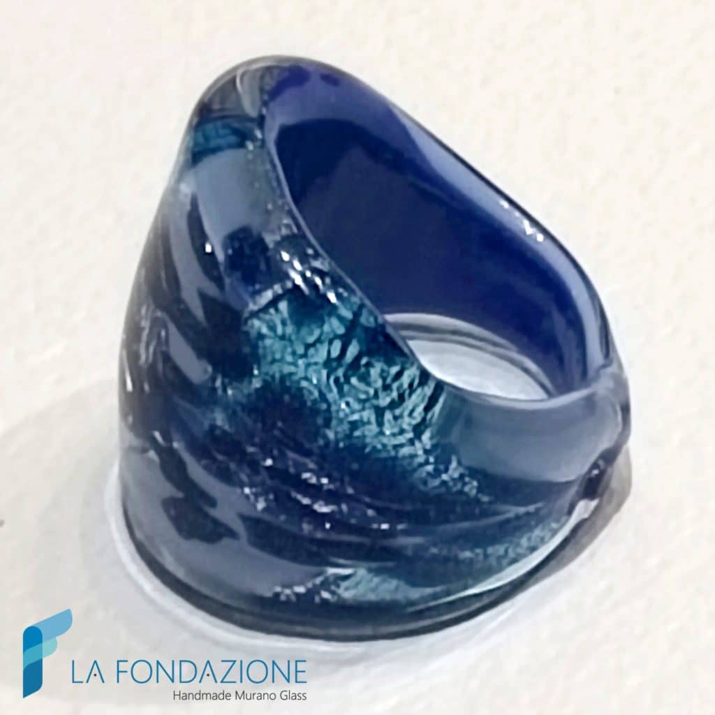 Anello a fascia Nocturna con avventurina blu | La Fondazione snc | RINGS0162
