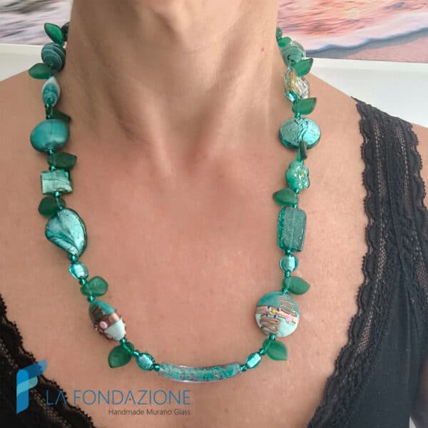 Euridice necklace with aventurine and gold | COLL0131 | La Fondazione snc