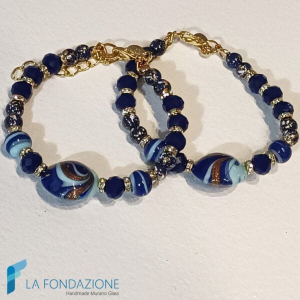 Bracciale deep blu fenicio con avventurina | BRAC0096 | La Fondazione snc