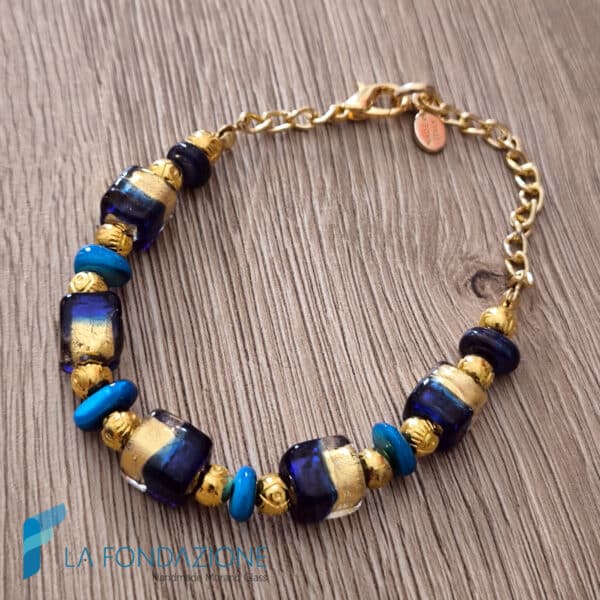 Adjustable Capri Bracelet with Gold | BRAC0097 | La Fondazione snc