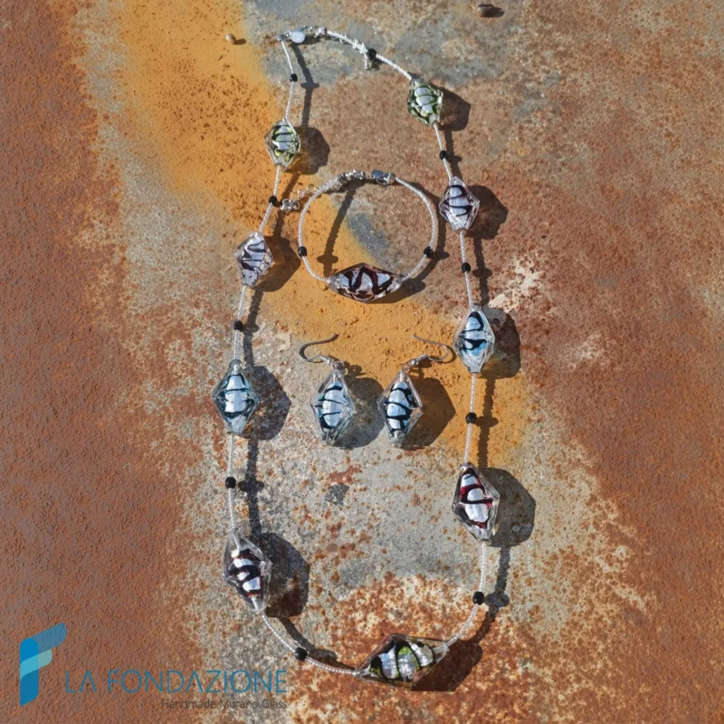 Parure Losanga Argento con collana, bracciale e orecchini - PARU0071 - La Fondazione