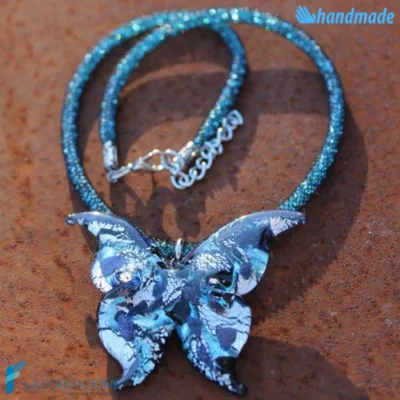 Frozen butterfly pendant with aventurine and silver