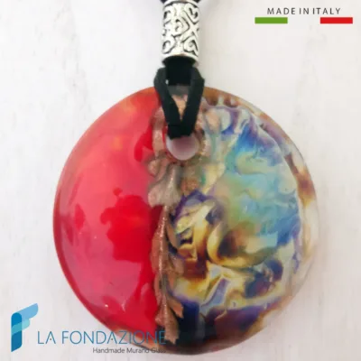 Pendente Disco Calcedonio Rosso con avventurina