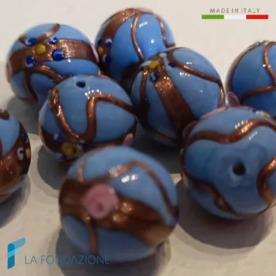 Perle Fiorato Veneziano Azzurre