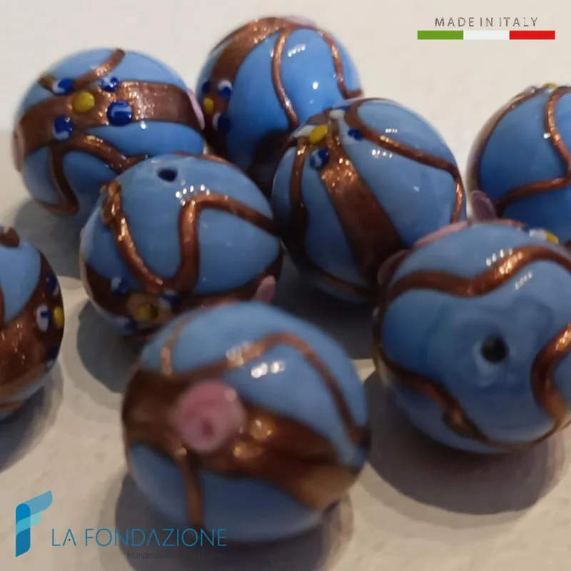 Perle Fiorato Veneziano Azzurre