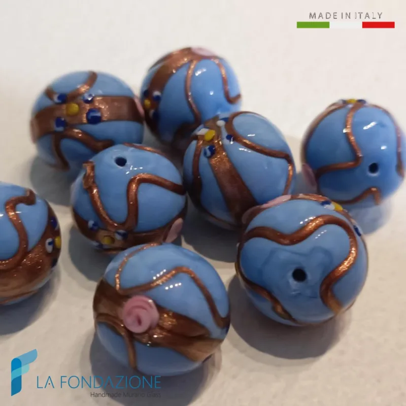 Perle Fiorato Veneziano Azzurre