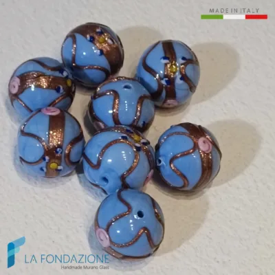 Fiorato Veneziano azure Murano glass beads